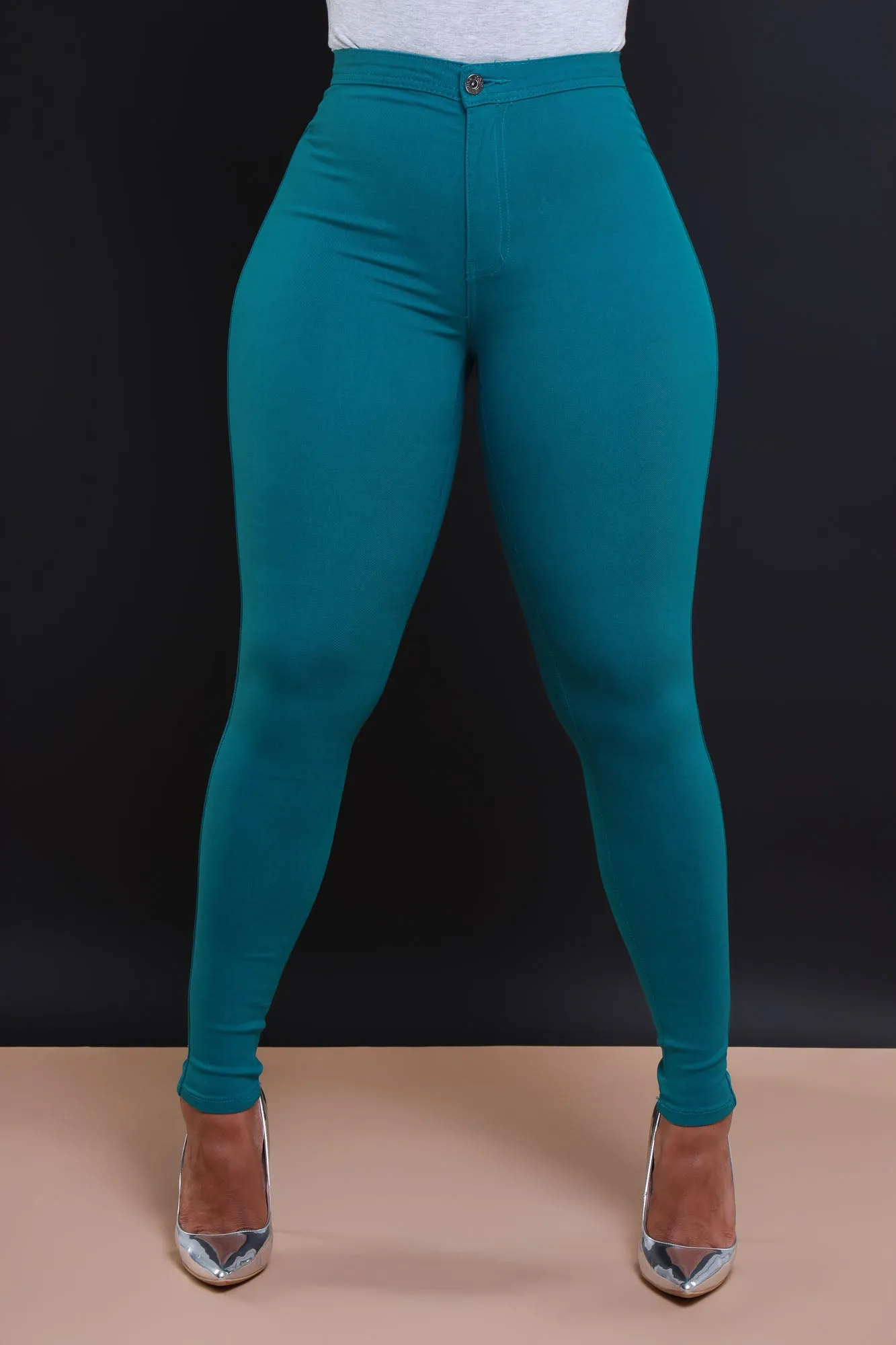 $15.99 Super Swank High Waist Stretchy Jeans - Dark Teal