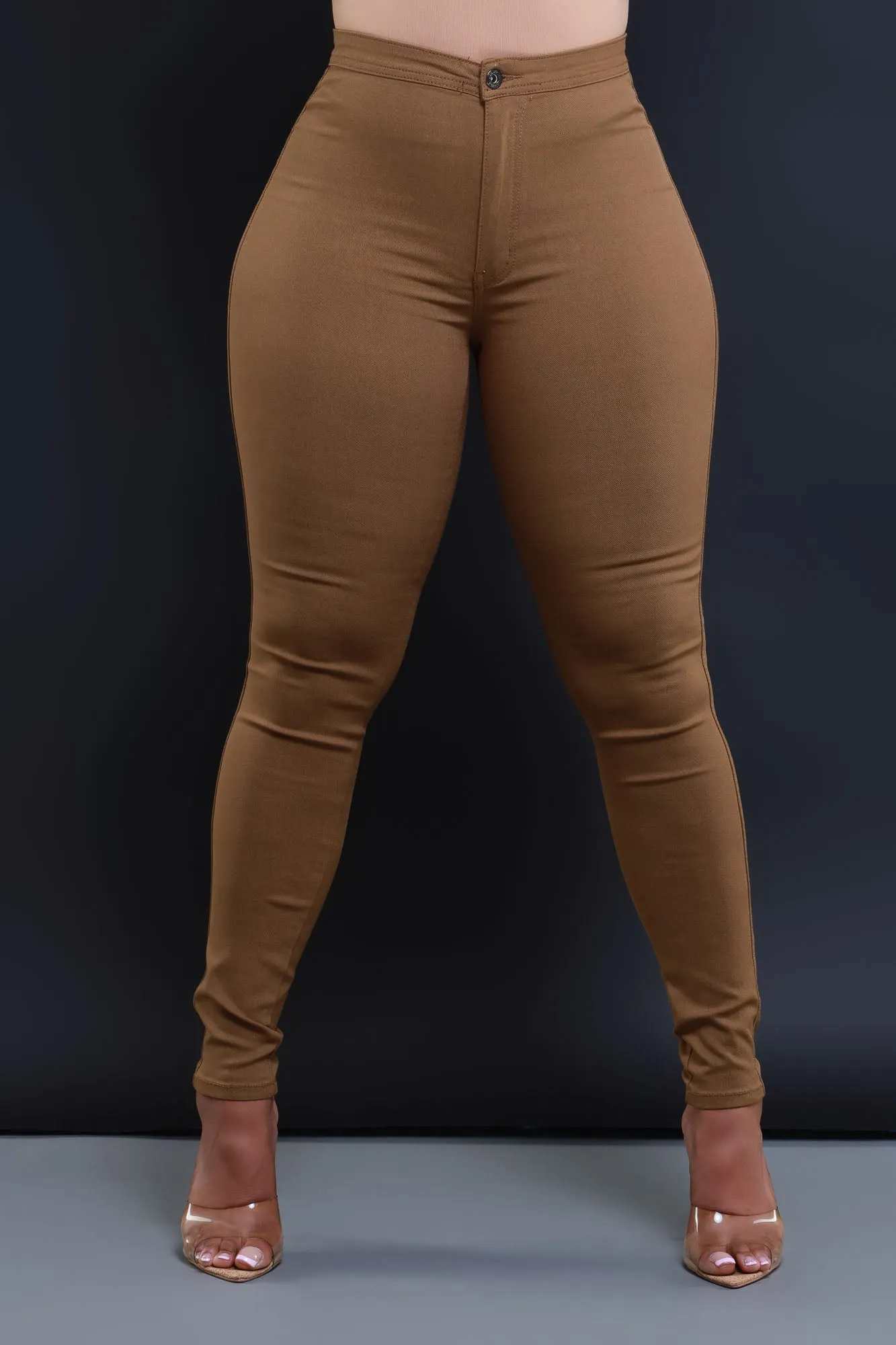 $15.99 Super Swank High Waist Stretchy Jeans - Mocha