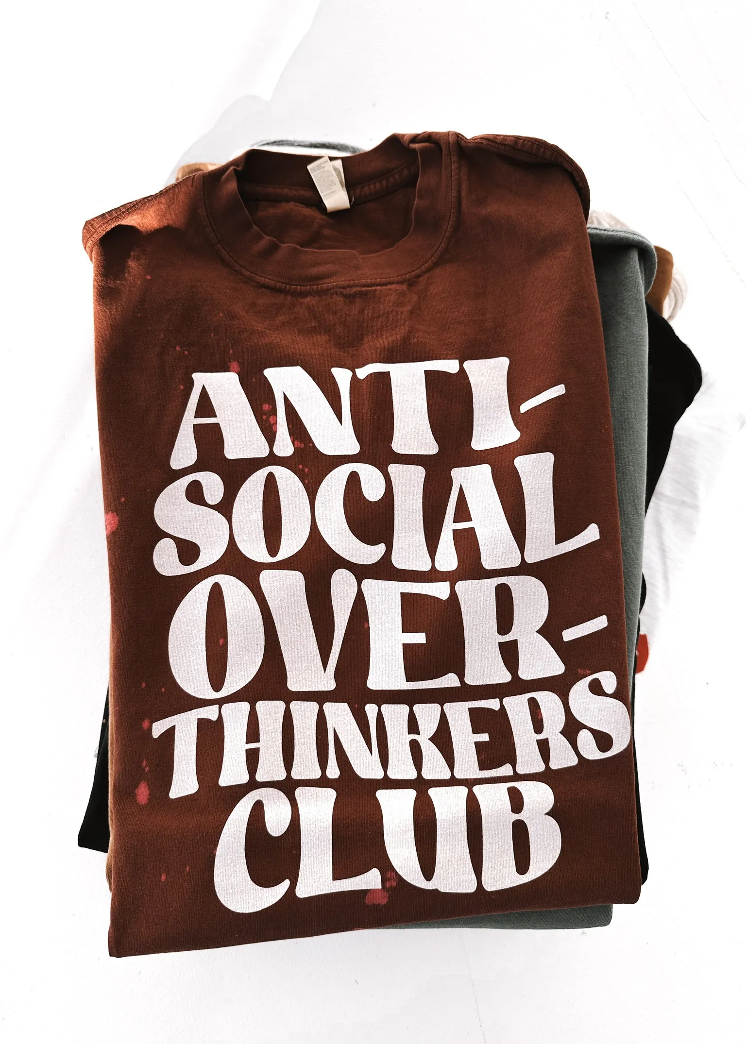 ANTISOCIAL OVERTHINKERS CLUB BLEACHED OUT SIDE SLIT TEE