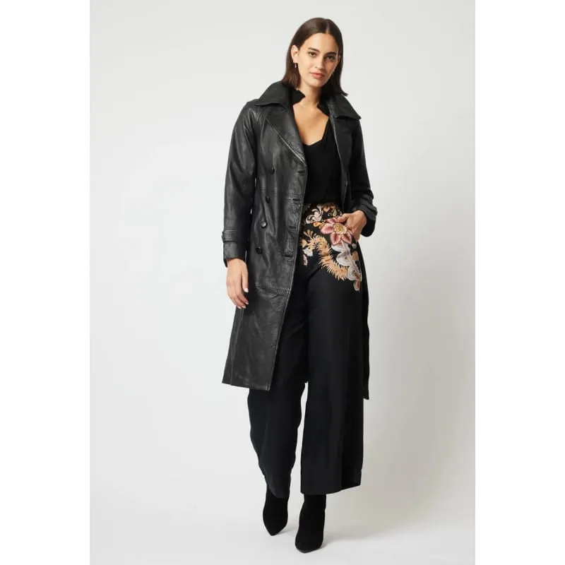 Astra Leather Trench Coat | Black