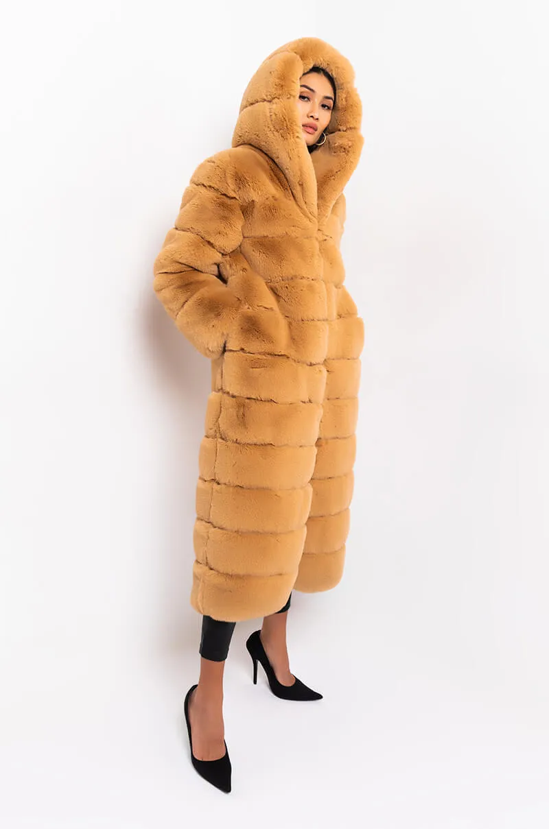 AZALEA WANG FAUX FUR PANEL HOODED TRENCH