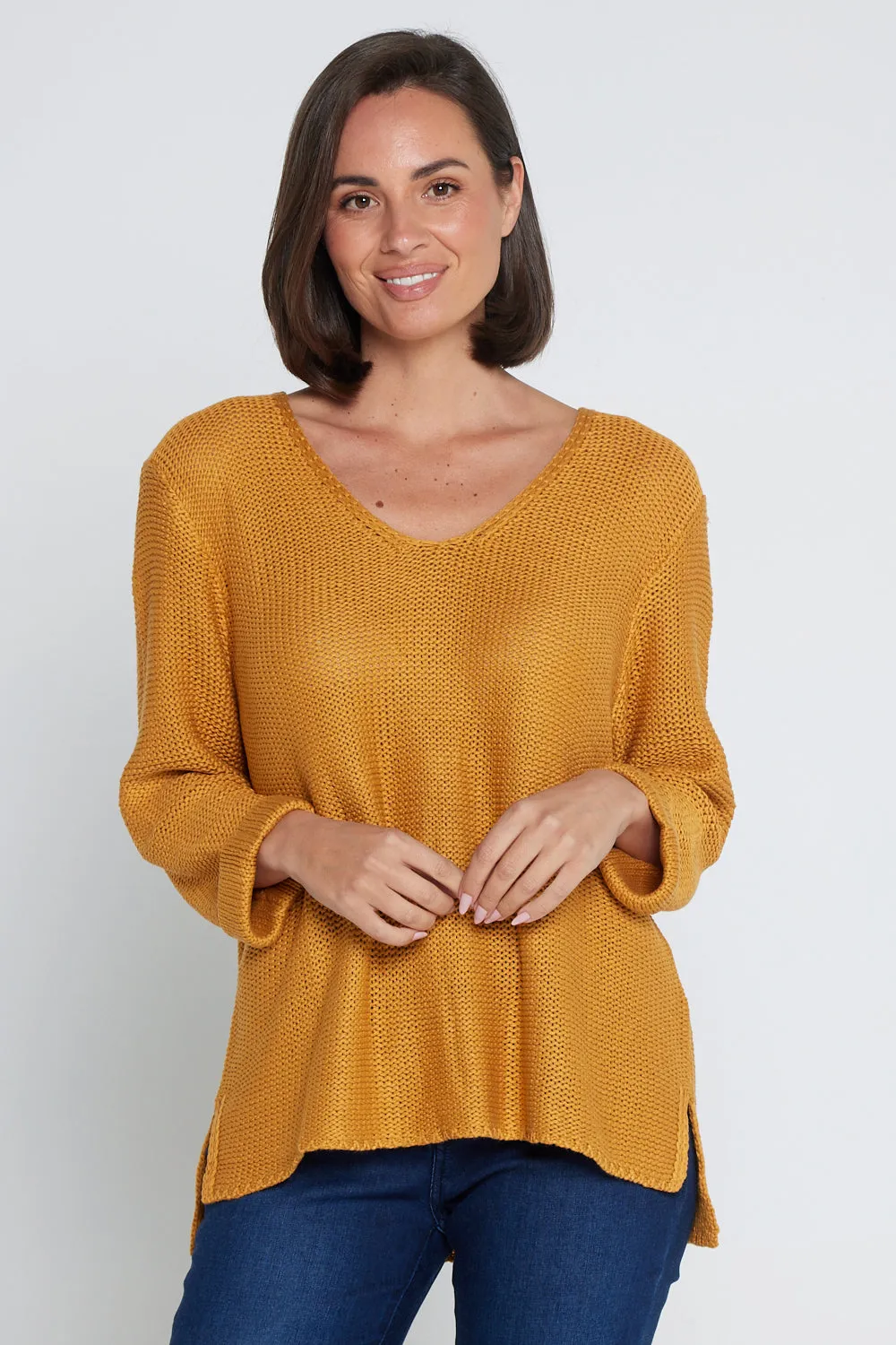 Emmy Cotton Knit Jumper - Mustard