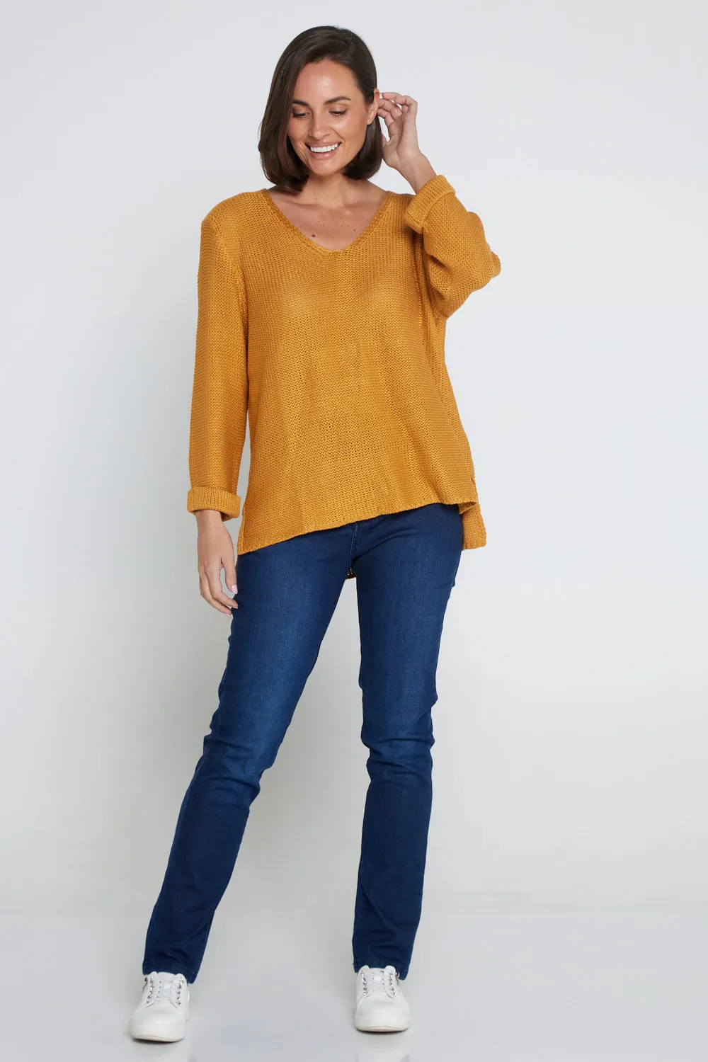 Emmy Cotton Knit Jumper - Mustard