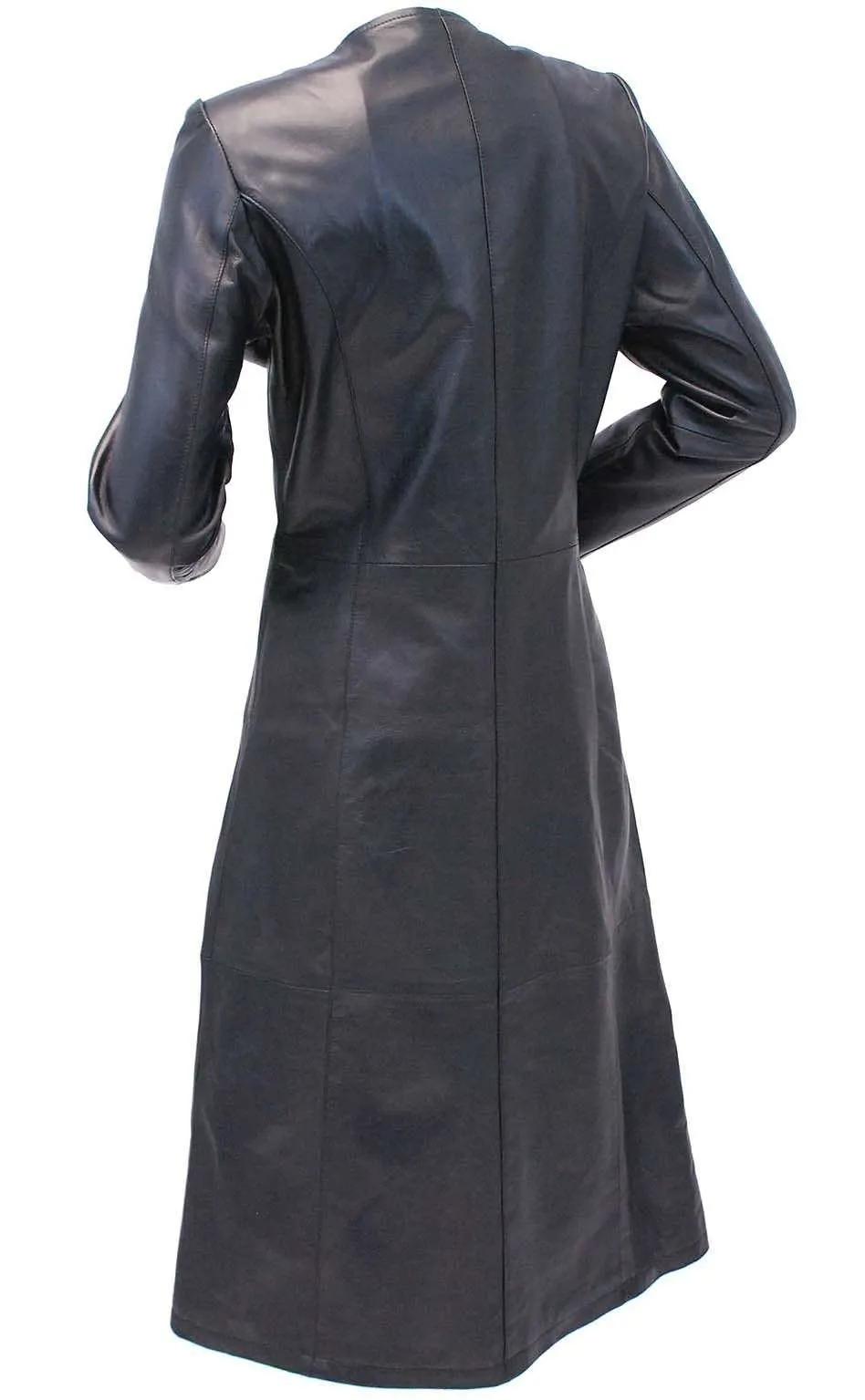 Extra Long Lambskin Leather Trench Coat for Women #L14020LL ()