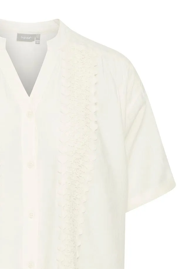 Fransa cream v neck shirt with pretty crochet detail 20613605