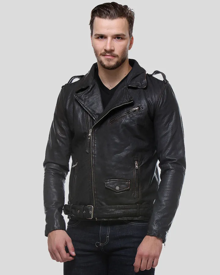 Freddie Black Biker Leather Jacket