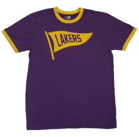 Lakers Throwback Ringer Flag Logo Tee