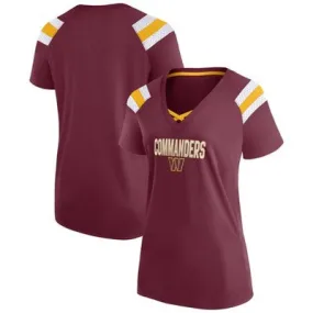 New - NFL Washington Commanders Women's Authentic Mesh Short Sleeve Lace Up V-Neck Fashion Jersey - S