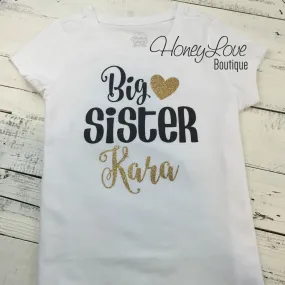 PERSONALIZED Sister Bodysuits and Shirts - Gold Glitter and Black