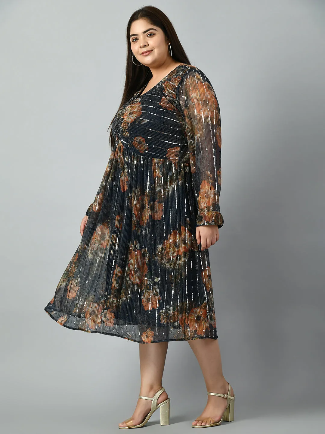 Plus Size Plus Size Navy Sequin Party Dress