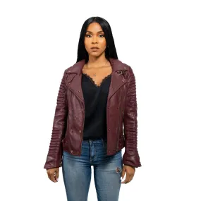 Queens Womens Leather Jacket Oxblood