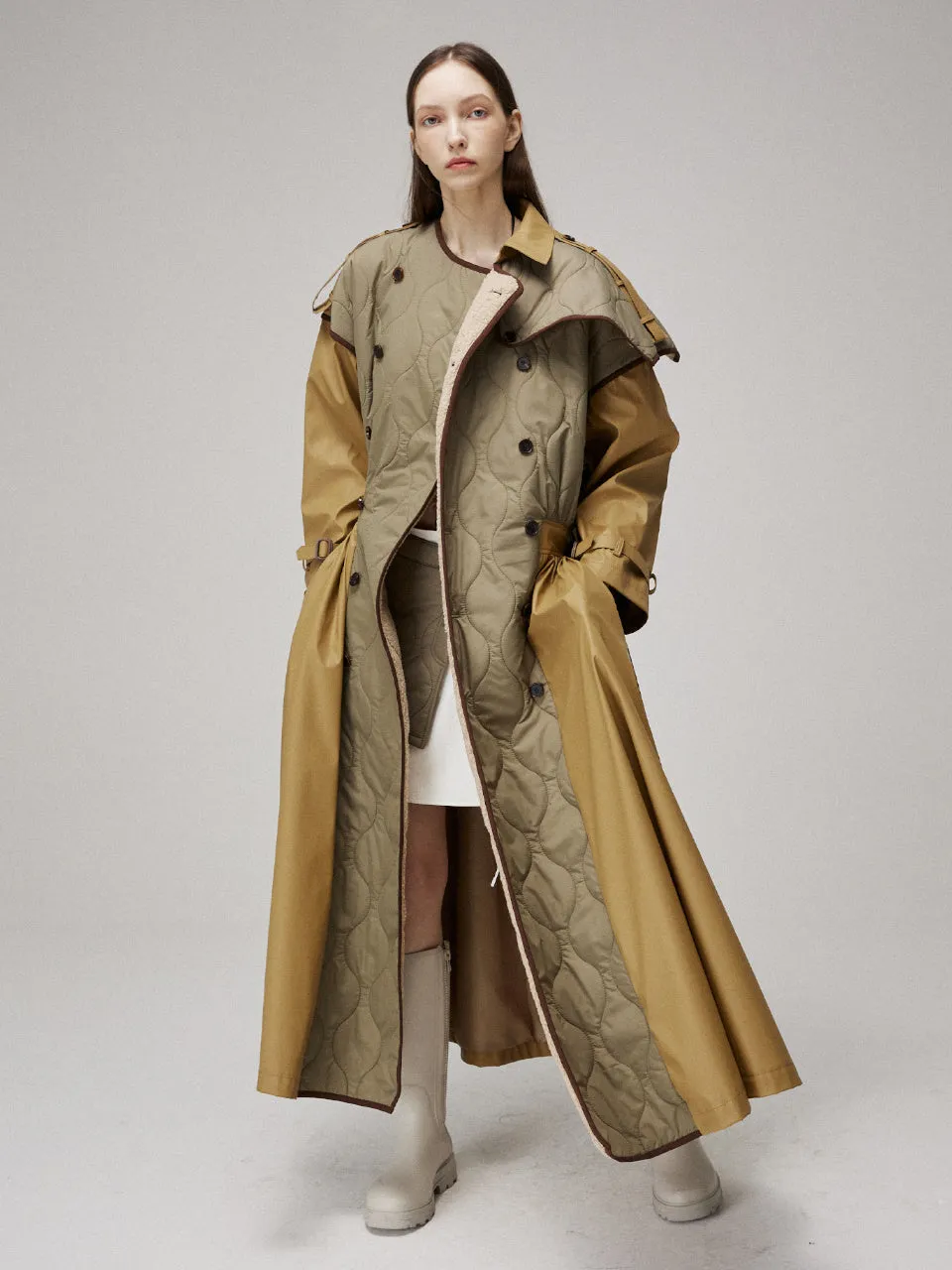 Quilting signature trench coat