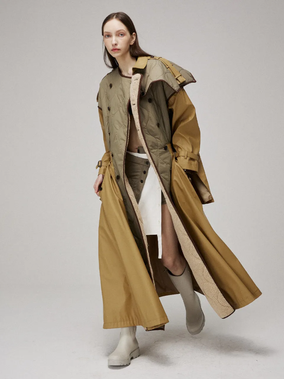 Quilting signature trench coat