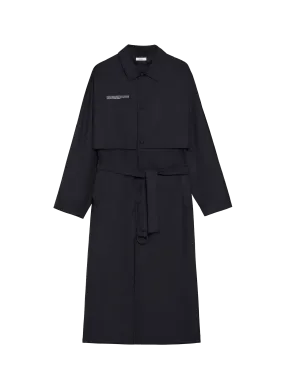 Recycled Nylon Trench Coat—black