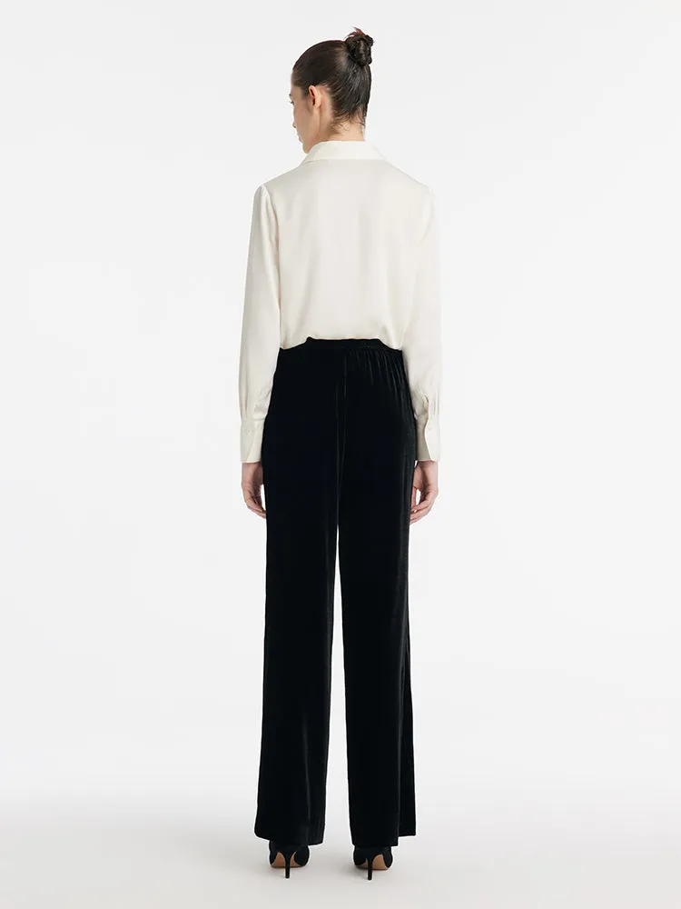 Silk Blend Straight Women Velvet Pants