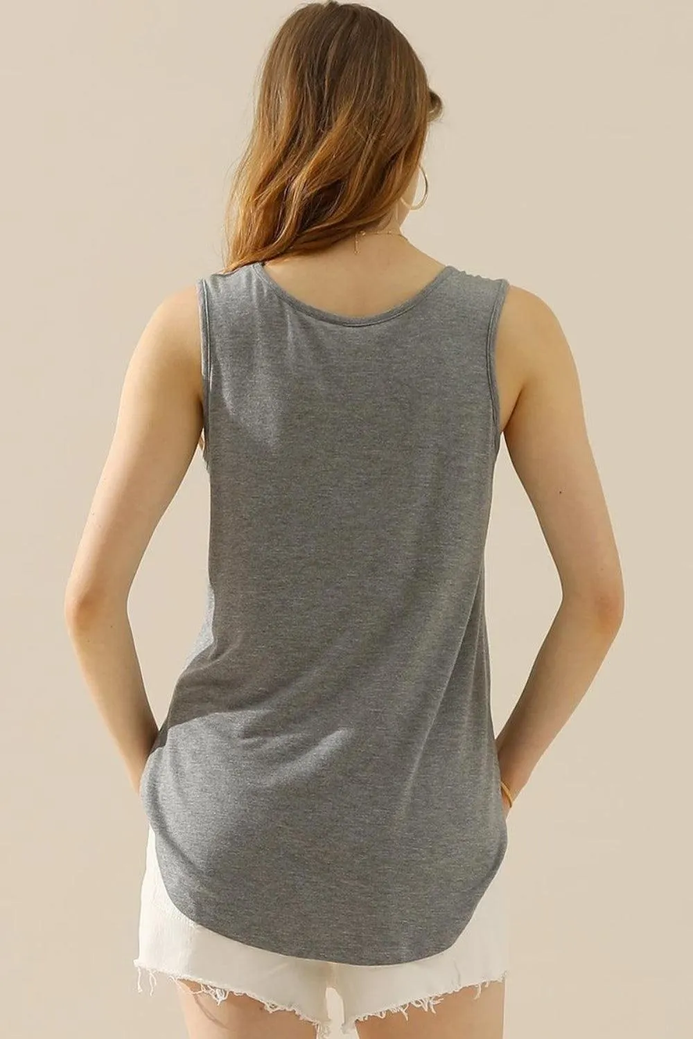 V-Neck Curved Hem Tank