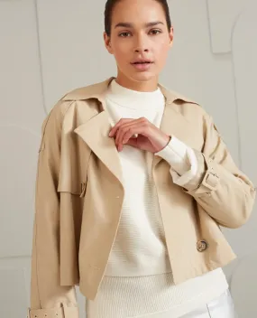 Yaya Cropped Beige Trench Coat