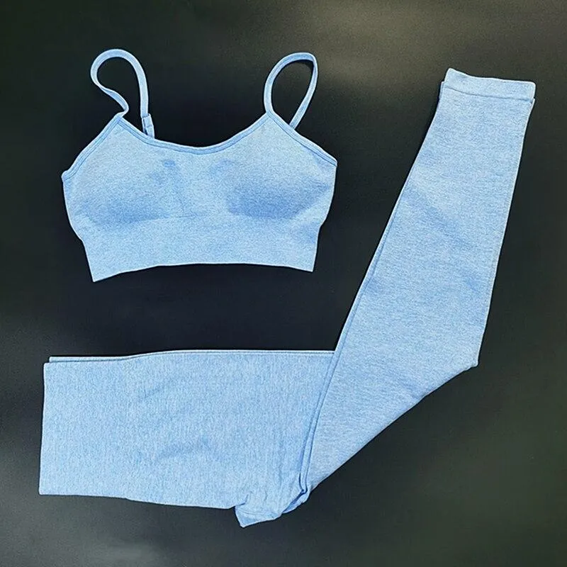 Yoga Gym Set Tops T-shirt Bra Legging Sport Set For Women